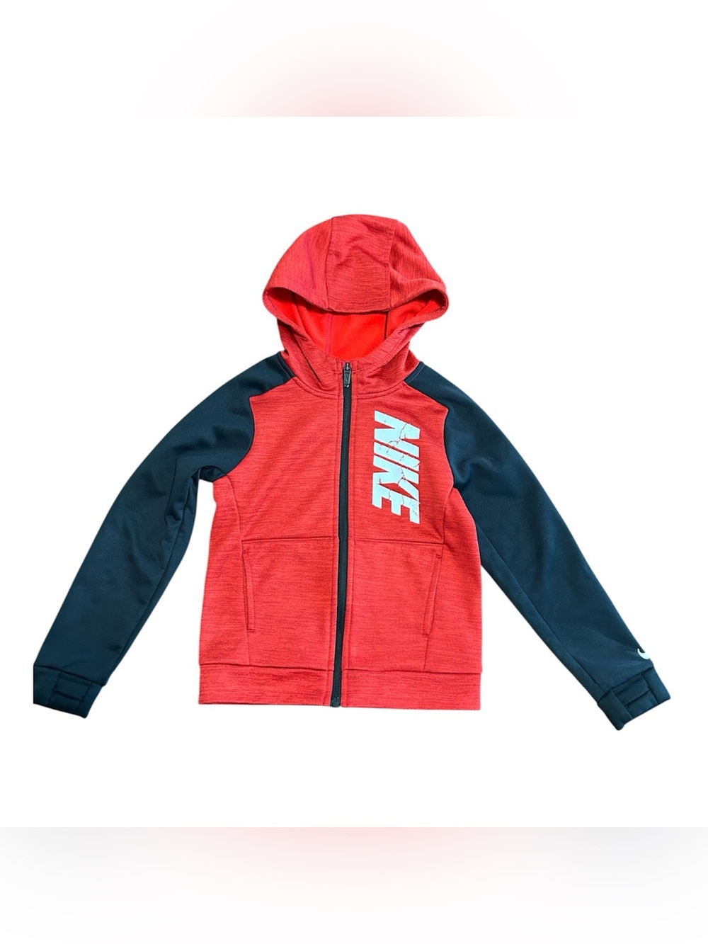 Nike Red and Black Full-Zip Therma-FIT Hoodie Youth size Small